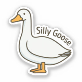 Pegatina Silly Goose Funny Cartoon Goose