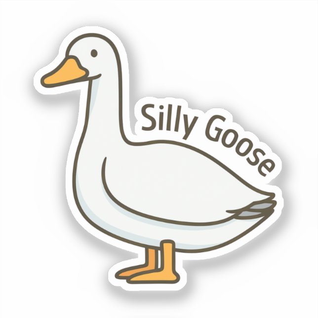 Pegatina Silly Goose Funny Cartoon Goose (Anverso)