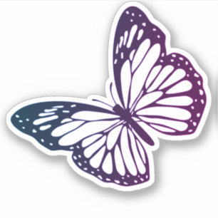 Pegatina Silución de contorno de mariposa monarca