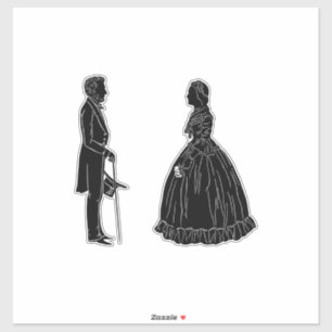 Pegatina silueta de abraham lincoln mary todd lincoln