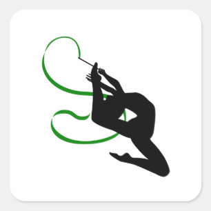Pegatina Silueta de bailarina de cinta de gimnasia rítmica