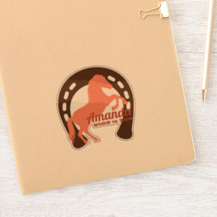 Pegatina Silueta de caballo de cría herradura personalizada
