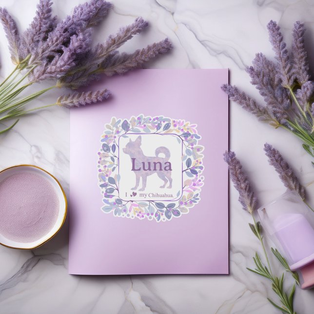 Pegatina Silueta de chihuahua lavanda Chic Custom (Subido por el creador)
