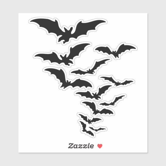 Pegatina Silueta de colonia de murciélagos voladores (Hoja)