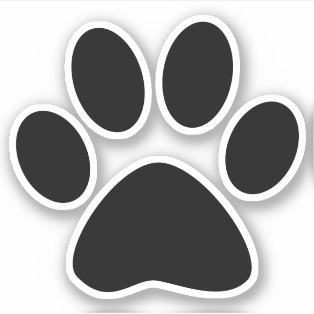 Pegatina Silueta de huella de cachorro negro (Anverso)