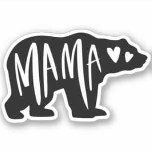 Pegatina Silueta de mamá y oso manuscrita
