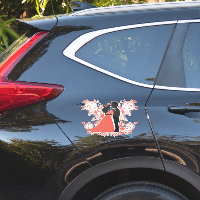 Pegatina Silueta de pareja de boda romántica (Lado del coche)