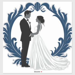 Pegatina Silueta de pareja de recién casados tomados de la 