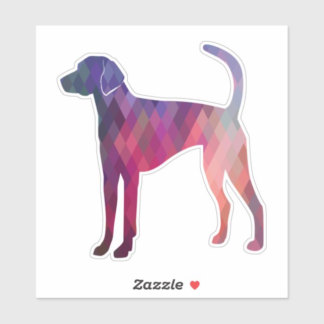 Pegatina Silueta de patrón geométrico de Foxhound americano (Hoja)