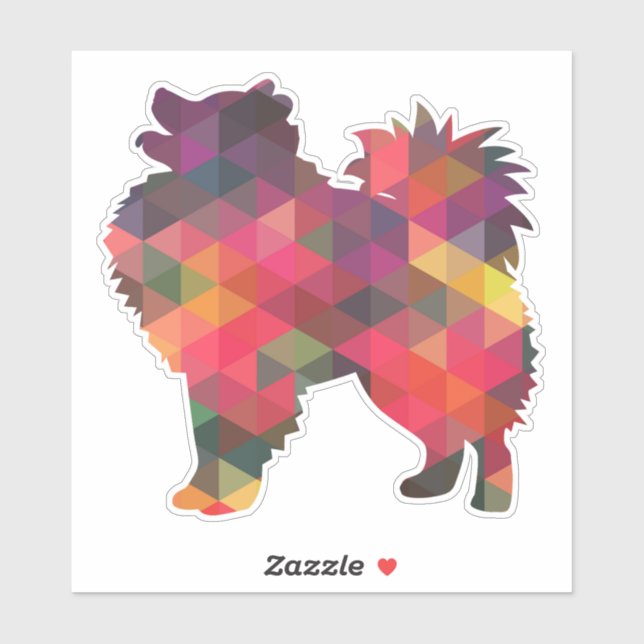 Pegatina Silueta de patrón geométrico del perro esquimal es (Hoja)