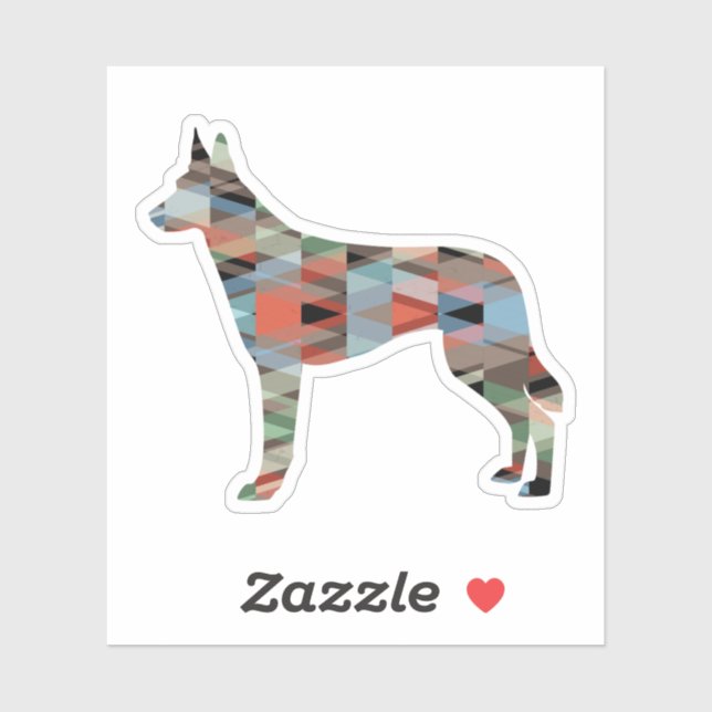 Pegatina Silueta de patrón geométrico malinois belga Pla (Hoja)