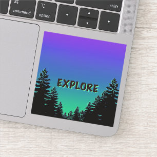 Pegatina Silueta de pino arbolado - explora el gran exterio