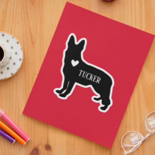 Pegatina Silueta de raza Pastor Alemán con nombre personali