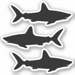 Pegatina Silueta de tiburón nadando negra de tres conteos