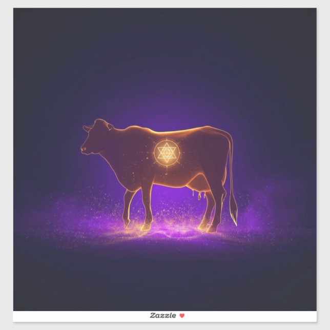 Pegatina Silueta de vaca divina | Govardhan Puja Espiritual (Hoja)