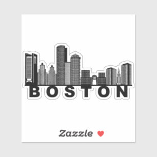 Pegatina Silueta del horizonte de Boston