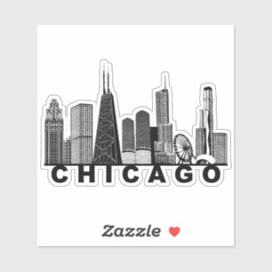 Pegatina Silueta del horizonte de Chicago