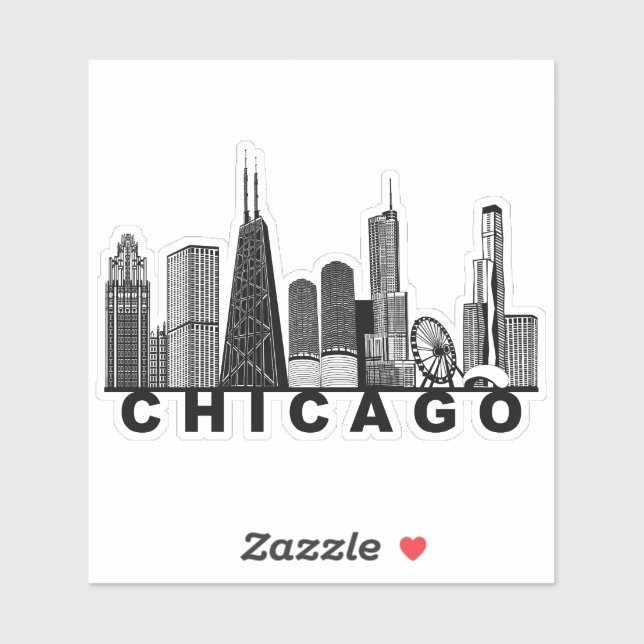 Pegatina Silueta del horizonte de Chicago (Hoja)