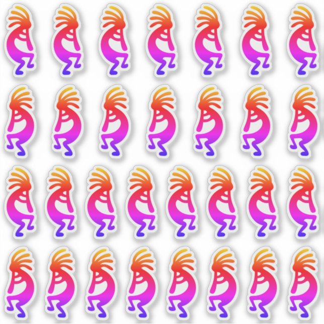 Pegatina Siluetas de arcoiris Ombre Kokopelli 30 (Anverso)