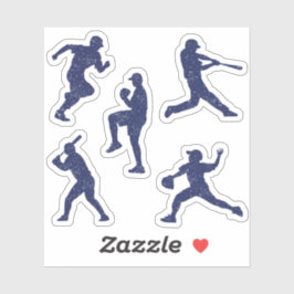 Pegatina Siluetas de béisbol - azul oscuro