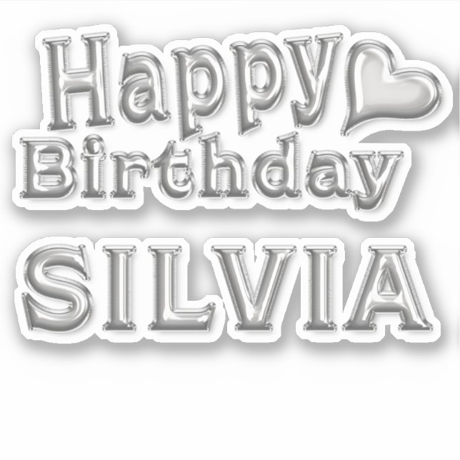 Pegatina Silvia Happy Birthday silver Aufkleber Sticker (Anverso)