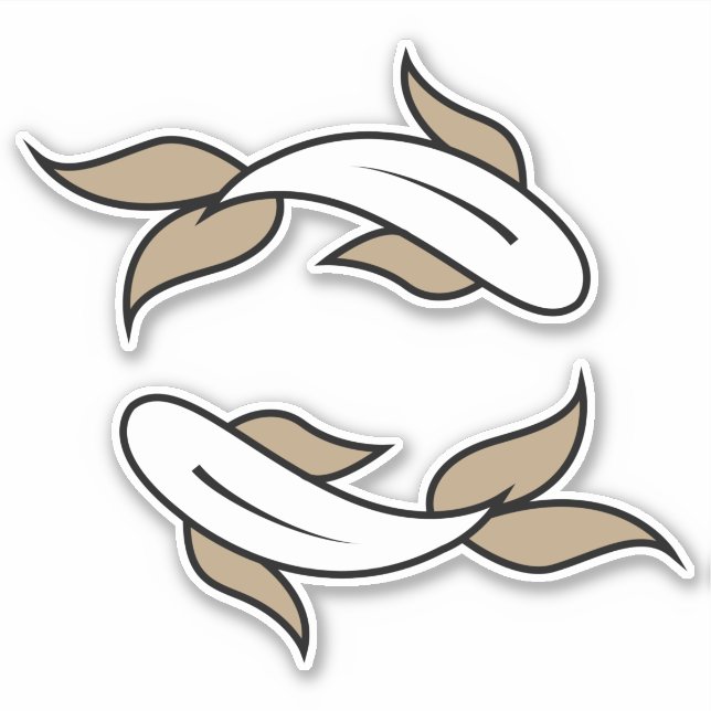 Pegatina Símbolo astrológico del signo de agua de pez gemel (Anverso)