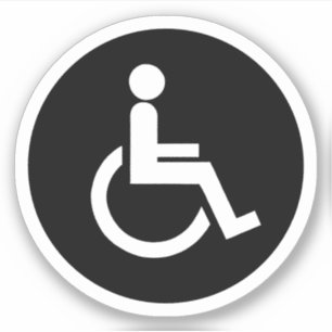 Pegatina Símbolo de discapacidad discapacitado en blanco y 