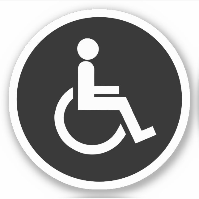 Pegatina Símbolo de discapacidad discapacitado en blanco y  (Anverso)