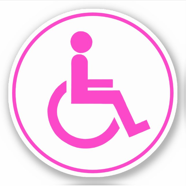 Pegatina Símbolo de discapacidad discapacitado rosa y blanc (Anverso)
