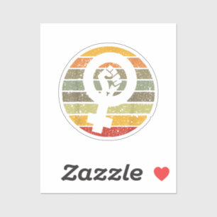 Pegatina Símbolo de feminismo diseño retrocosecha, años 80 