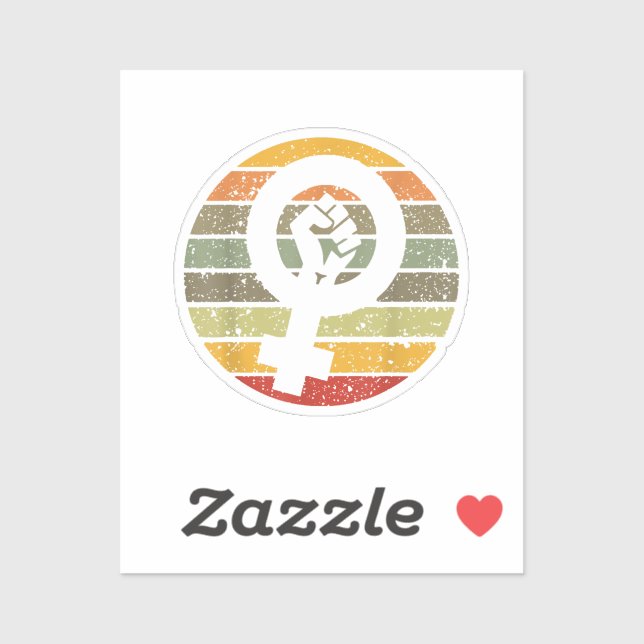 Pegatina Símbolo de feminismo diseño retrocosecha, años 80  (Hoja)