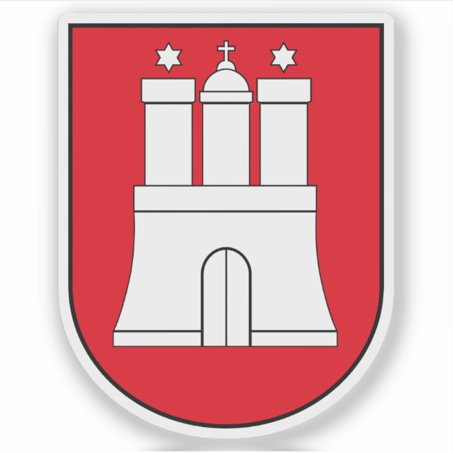 Pegatina Símbolo de Hamburgo, Alemania (Anverso)