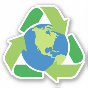 Pegatina Símbolo de reciclaje con planeta tierra