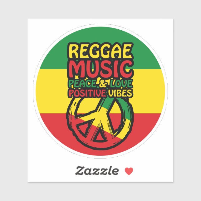 Pegatina Símbolo de reggae y paz con citas positivas (Hoja)