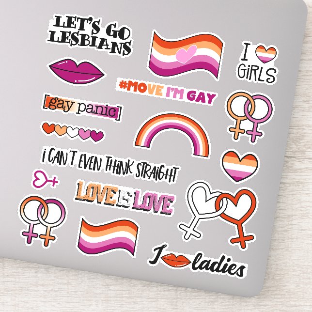 Pegatina Símbolo de Venus de Bandera Lesbiana (Detalle)