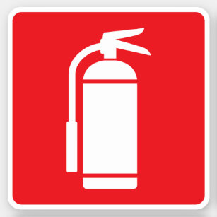 Pegatina Símbolo del extintor, blanco en rojo