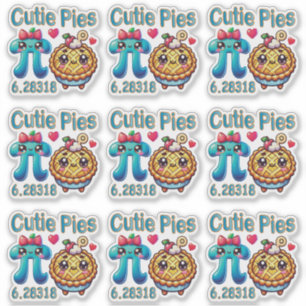 Pegatina Símbolo divertido "Cutie Pies" Cute Pi y Pie Pun