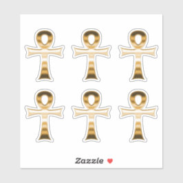 Pegatina Símbolo egipcio Ankh Faux Silver Metálico Set de 6