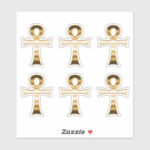 Pegatina Símbolo egipcio Ankh Faux Silver Metálico Set de 6