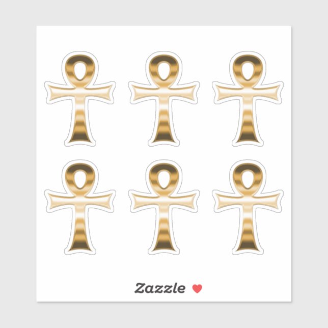 Pegatina Símbolo egipcio Ankh Faux Silver Metálico Set de 6 (Hoja)