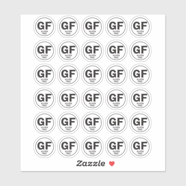 Pegatina Símbolo Gluten Free GF pequeño (Hoja)