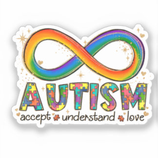 Pegatina Símbolo infinito de autismo aceptar, entender, ama