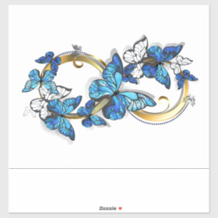 Pegatina Símbolo infinito de mariposas Morpho azules