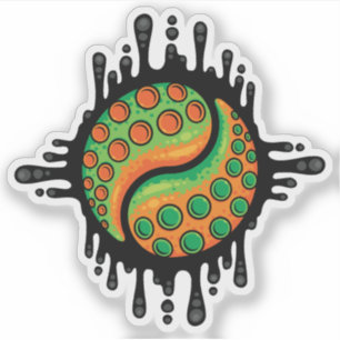 Pegatina Símbolo inky del pulpo Tentacle Yin Yang