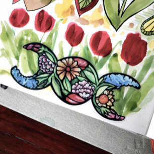 Pegatina Símbolo triple luna bruja verde