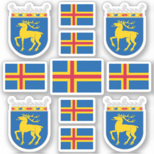 Pegatina Símbolos de la isla Åland / escudo de armas y ba