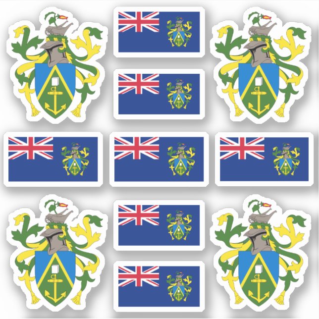 Pegatina Símbolos de las Islas Pitcairn / escudo de armas y (Anverso)