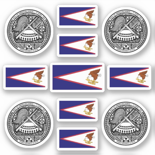 Pegatina Símbolos de Samoa / escudo de armas y bandera (Anverso)