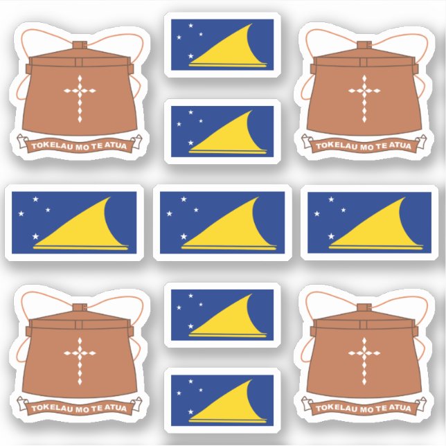 Pegatina Símbolos de Tokelau / placa nacional y bandera (Anverso)
