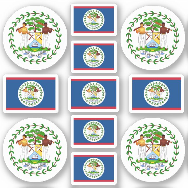 Pegatina Símbolos del estado beliceño / escudo de armas y b (Anverso)